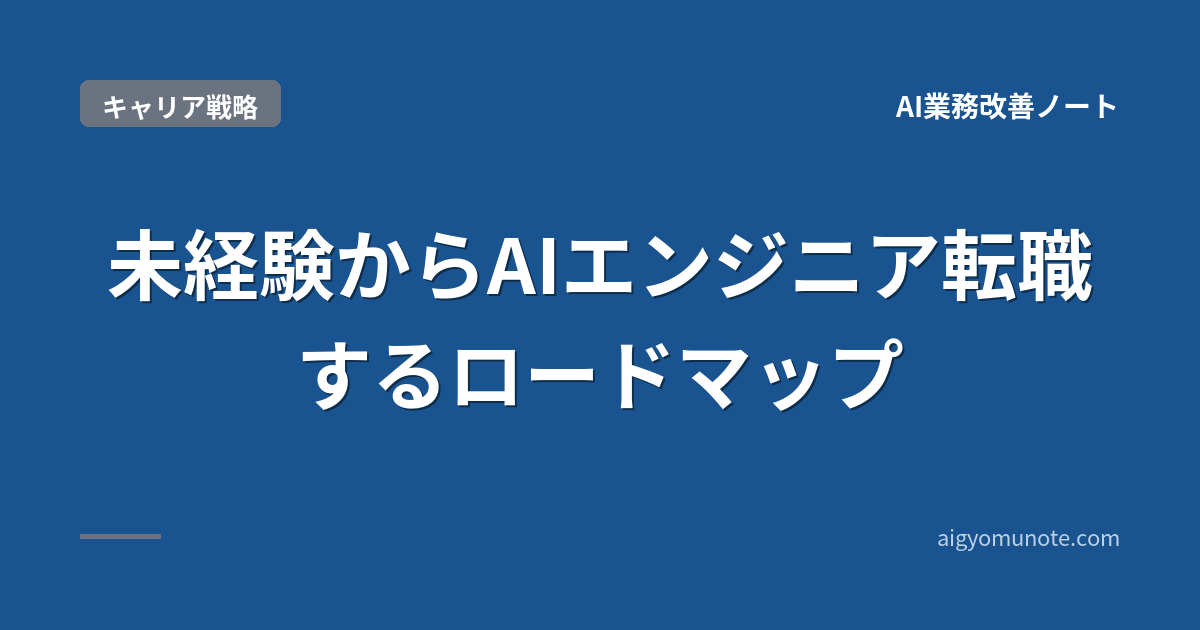 【2026年5月版】未経験からAIエンジニア転職|6ヶ月ロードマップ+30代戦略+年収606万